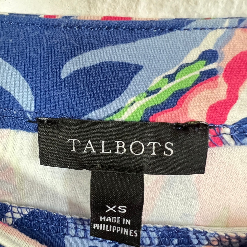 Talbots Shift Dress Womens XS Botanical Paisley Vacation Coastal - Picture 4 of 7